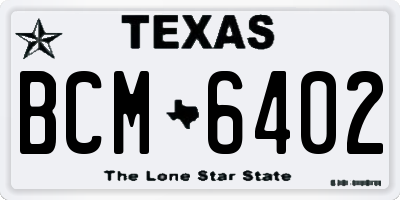 TX license plate BCM6402