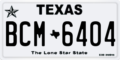 TX license plate BCM6404