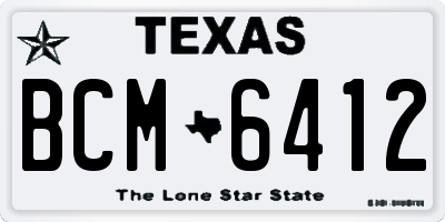 TX license plate BCM6412