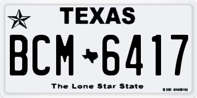TX license plate BCM6417