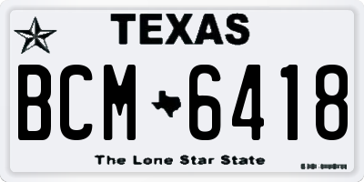 TX license plate BCM6418