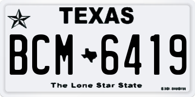 TX license plate BCM6419