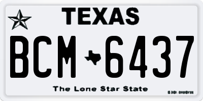 TX license plate BCM6437
