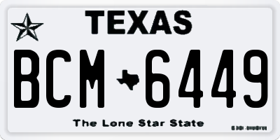 TX license plate BCM6449