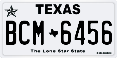 TX license plate BCM6456