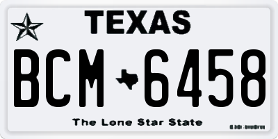 TX license plate BCM6458