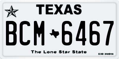 TX license plate BCM6467