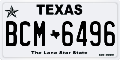 TX license plate BCM6496