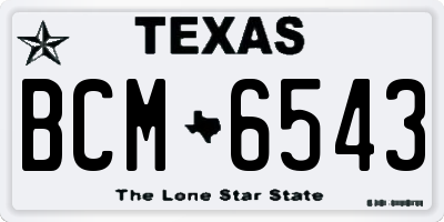 TX license plate BCM6543