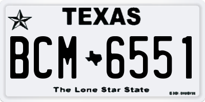 TX license plate BCM6551