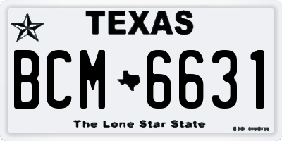 TX license plate BCM6631