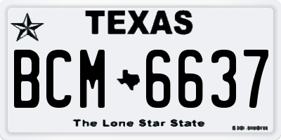 TX license plate BCM6637