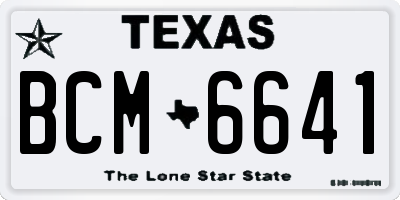 TX license plate BCM6641