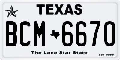 TX license plate BCM6670