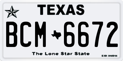 TX license plate BCM6672