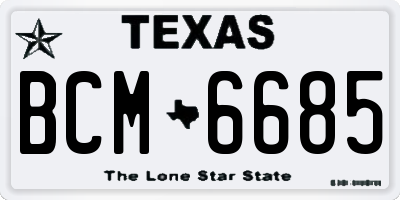 TX license plate BCM6685