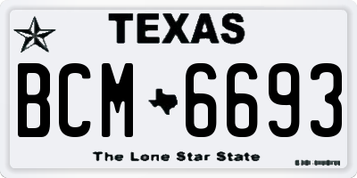 TX license plate BCM6693