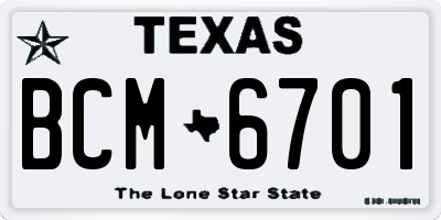 TX license plate BCM6701