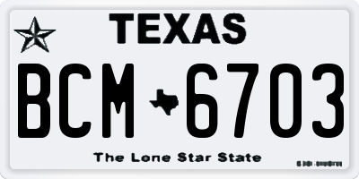 TX license plate BCM6703