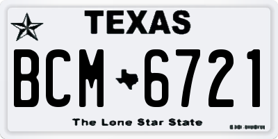 TX license plate BCM6721