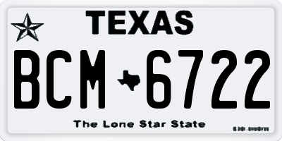 TX license plate BCM6722