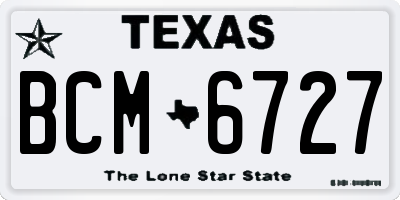 TX license plate BCM6727