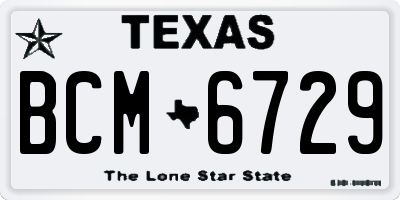 TX license plate BCM6729