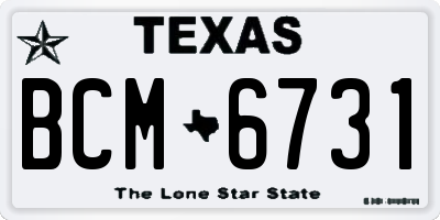TX license plate BCM6731