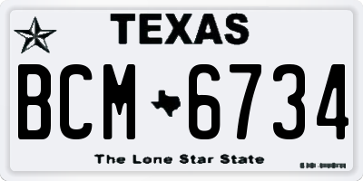 TX license plate BCM6734