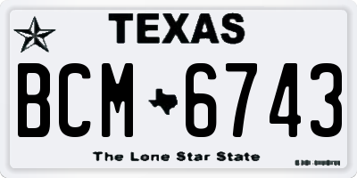 TX license plate BCM6743