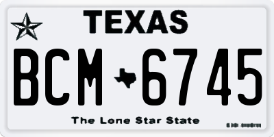 TX license plate BCM6745