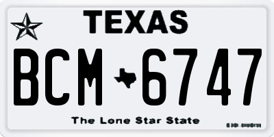 TX license plate BCM6747