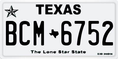 TX license plate BCM6752