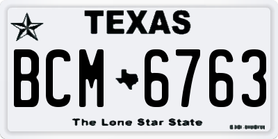 TX license plate BCM6763