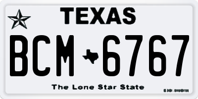 TX license plate BCM6767