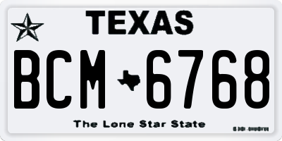 TX license plate BCM6768