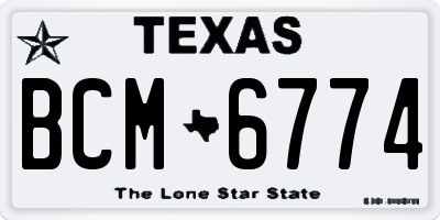 TX license plate BCM6774