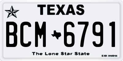 TX license plate BCM6791