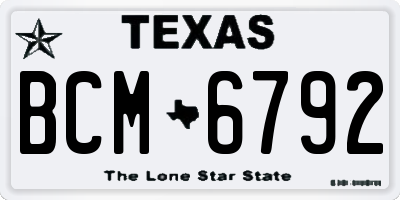 TX license plate BCM6792