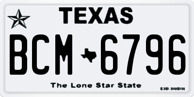 TX license plate BCM6796