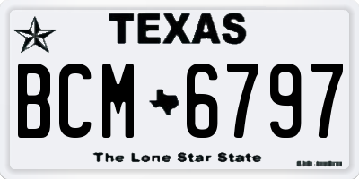 TX license plate BCM6797