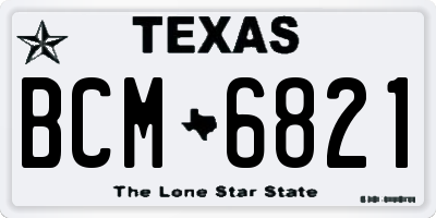 TX license plate BCM6821