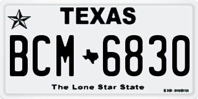 TX license plate BCM6830