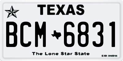 TX license plate BCM6831