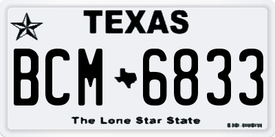 TX license plate BCM6833