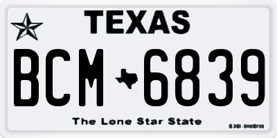 TX license plate BCM6839