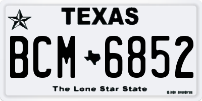 TX license plate BCM6852
