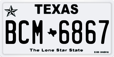 TX license plate BCM6867