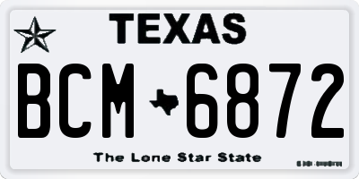 TX license plate BCM6872