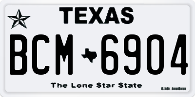 TX license plate BCM6904